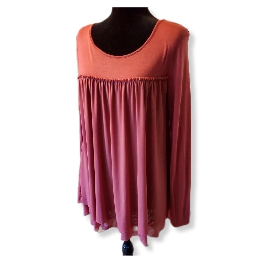 Matilda Jane Women's Make Believe Mauve Pink Flowy Tulle Tunic Top Sz XS